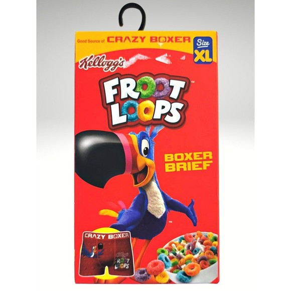 CRAZY BOXER Kellogg's Fruit Loops Toucan Sam Boxer Briefs Men's New in Box XL - Picture 3 of 6
